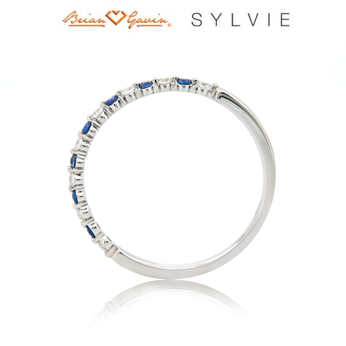 1/2 Eternity Sapphire and Diamond Stackable Band