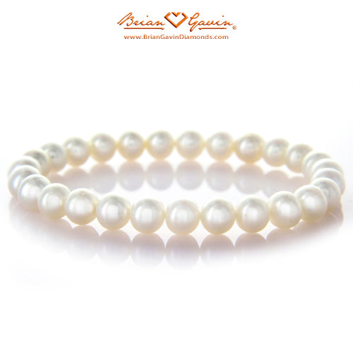 White Freshwater Pearl Elastic Bracelet