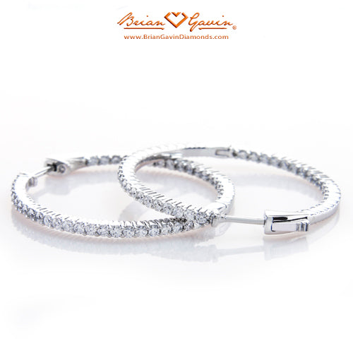 Single Row Inside Out Diamond Hoop Earrings
