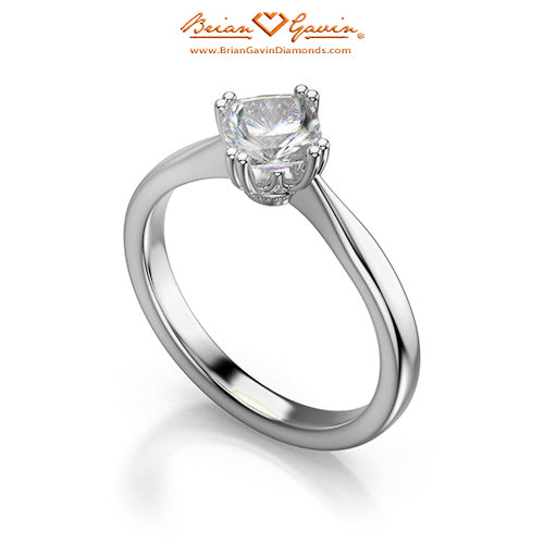 Diagonal Double Prong Tapered Solitaire Ring for Quadex