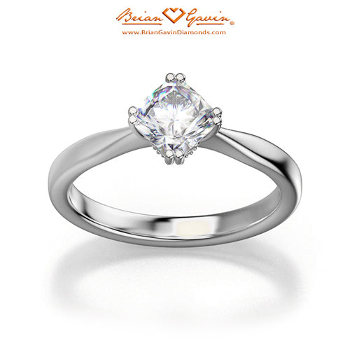 Diagonal Double Prong Tapered Solitaire Ring for Quadex