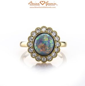 Custom Diamond Opal Ring